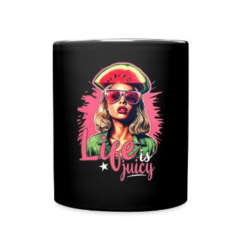 Wassermelone Sommer - Tasse einfarbig - Schwarz - Vorne