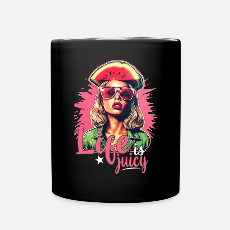 Wassermelone Sommer - Tasse einfarbig - Schwarz