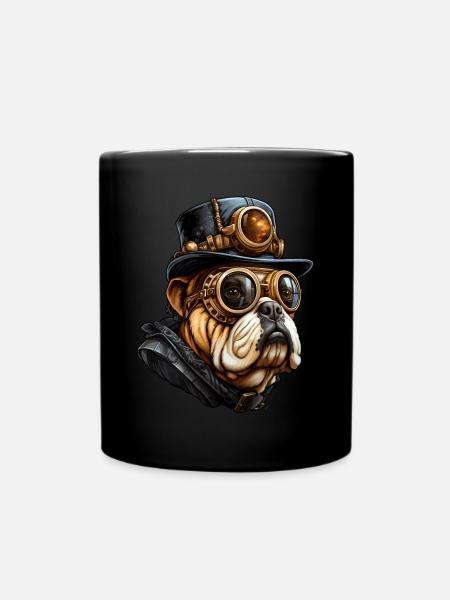 Steampunk Bulldog Hund - Tasse einfarbig - Schwarz