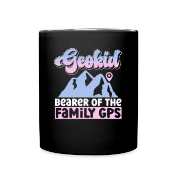 Geokid - Carrier of the family GPS - Geocaching - Full Colour Mug - black - Front