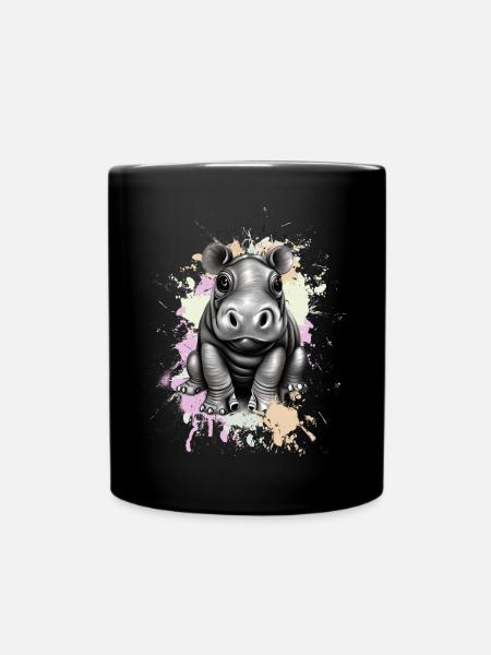 Nilpferd - Tasse einfarbig - Schwarz