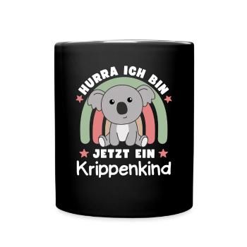 Hurra Ich Bin Jetzt Ein Krippenkind Koala - Tasse einfarbig - Schwarz - Vorne