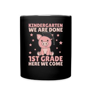 Kids Kindergarten graduate Schwein 1st grade - Tasse einfarbig - Schwarz - Vorne