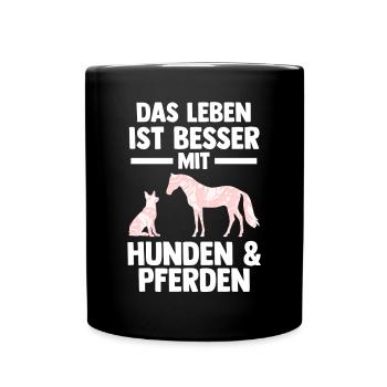 Hunde Pferdeliebhaber Hundeliebhaber Pferde - Tasse einfarbig - Schwarz - Vorne