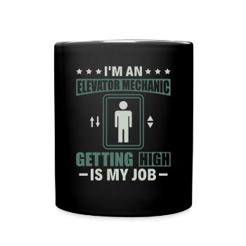 Elevator Mechanic - Aufzug Fahrstuhl Aufzugmonteur - Full Colour Mug - black - Front