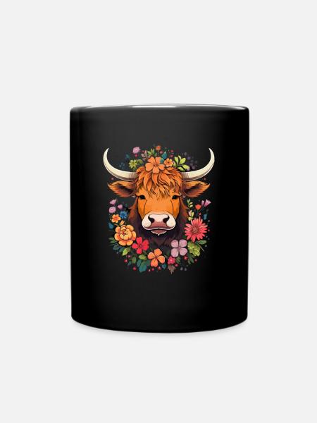 Scottish Highland Cow Cattle - Tasse einfarbig - Schwarz