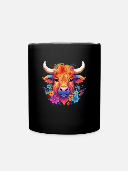Scottish Highland Cow Cattle - Tasse einfarbig - Schwarz