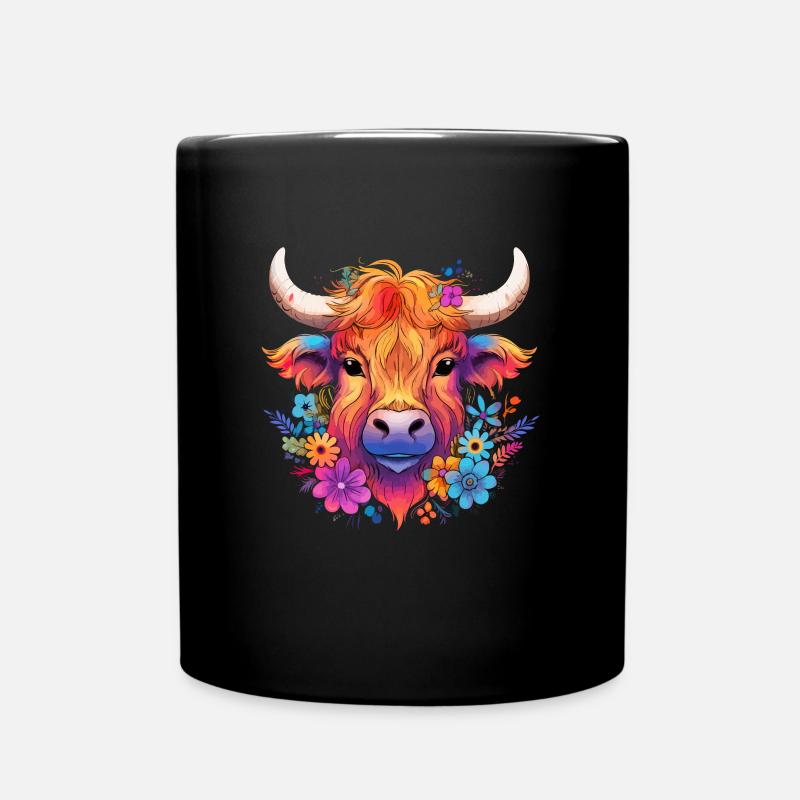 Scottish Highland Cow Cattle - Tasse einfarbig - Schwarz