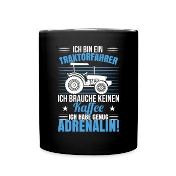 Traktor Lustig Trecker - Tasse einfarbig - Schwarz - Vorne