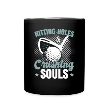 Lustiger Golfer Golfen Golf - Tasse einfarbig - Schwarz - Vorne