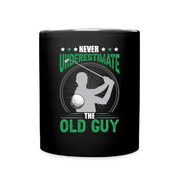 Never Underestimate The Old Guy Golfing Men Golf - Full Colour Mug - black - Front