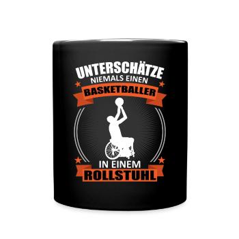 Rollstuhl Basketball Spieler Cooler Spruch - Tasse einfarbig - Schwarz - Vorne