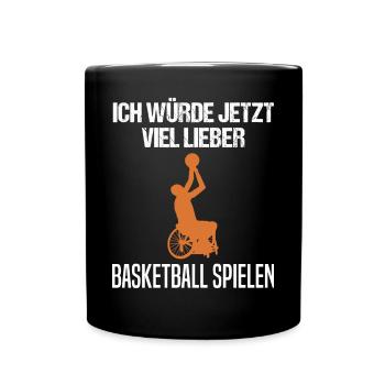 Rollstuhl Basketball Spieler Lustiger Spruch - Tasse einfarbig - Schwarz - Vorne