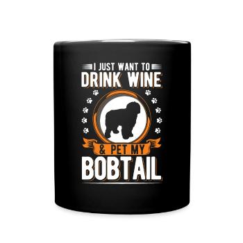 Bobtail and wine - Full Colour Mug - black - Front