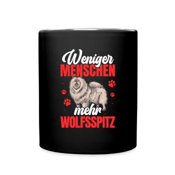 Mehr Wolfsspitz Deutscher Keeshond - Tasse einfarbig - Schwarz - Vorne