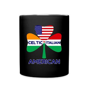 Irish Italian American Flag And Celtic Shamrock Pr - Full Colour Mug - black - Front