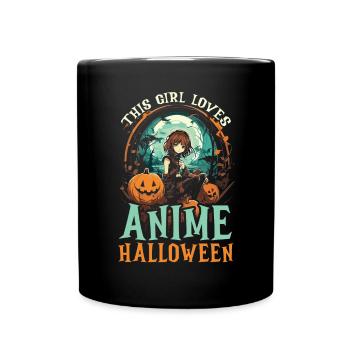 Anime Halloween Kawaii Süßes oder Saures Gruseliger Manga - Tasse einfarbig - Schwarz - Vorne