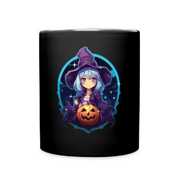 Anime Halloween Kawaii Süßes oder Saures Gruseliger Manga - Tasse einfarbig - Schwarz - Vorne