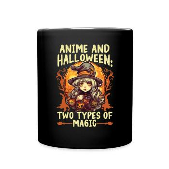 Anime Halloween Kawaii Süßes oder Saures Gruseliger Manga - Tasse einfarbig - Schwarz - Vorne