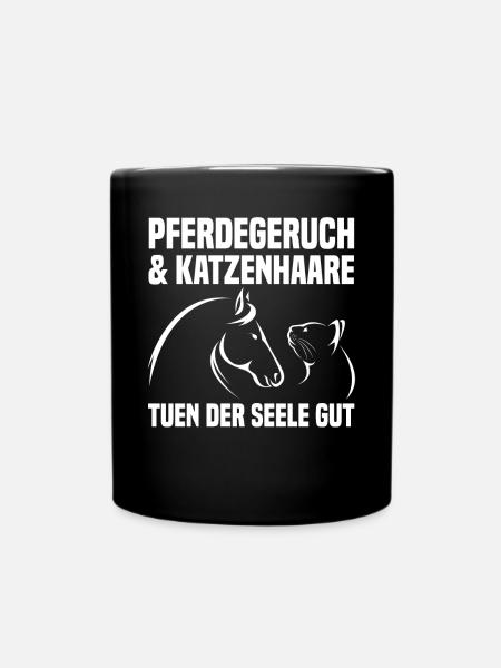 Pferde Pferdeliebhaber Katzenliebhaber Katzen - Tasse einfarbig - Schwarz
