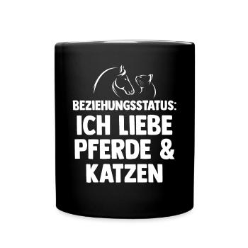 Katzen Pferdeliebhaber Katzenliebhaber Pferde - Tasse einfarbig - Schwarz - Vorne