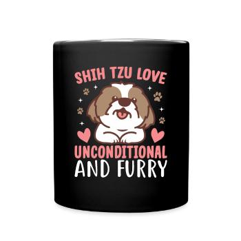 Shih Tzu Love unconditional and furry - Full Colour Mug - black - Front