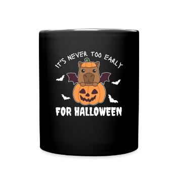 Capybara es ist nie zu früh für Halloween Kürbis - Tasse einfarbig - Schwarz - Vorne