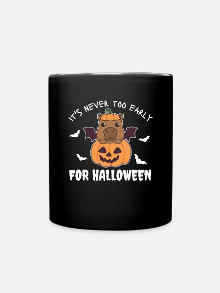 Capybara es ist nie zu früh für Halloween Kürbis - Tasse einfarbig - Schwarz