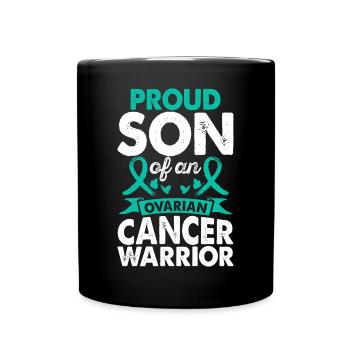 Son of Ovarian Cancer Warrior Awareness Month - Full Colour Mug - black - Front