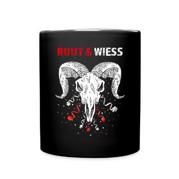 Rut un Wiess Kölner Karneval Geißbock Rot Weiß - Tasse einfarbig - Schwarz - Vorne