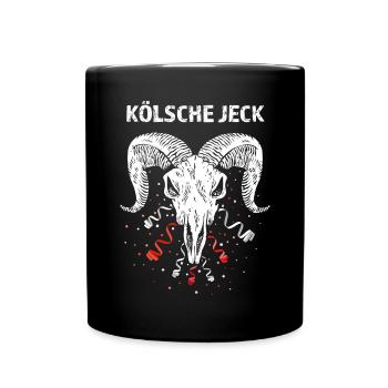 Kölsche Jeck Geißbock Rot Weiß Karneval Konfetti - Tasse einfarbig - Schwarz - Vorne