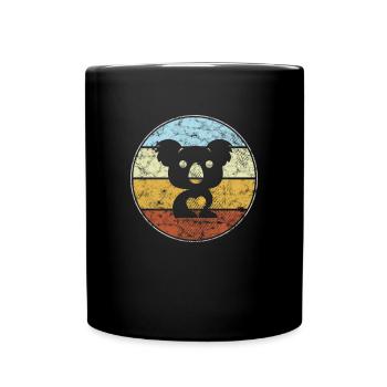 Koala Bär Retro - Tasse einfarbig - Schwarz - Vorne