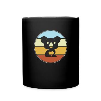 Koala Bär Retro - Tasse einfarbig - Schwarz - Vorne