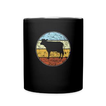 Kuh retro - Tasse einfarbig - Schwarz - Vorne