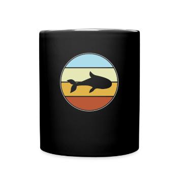 Fisch Retro - Tasse einfarbig - Schwarz - Vorne