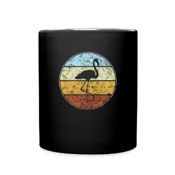 Flamant rose Rétro - Mug uni - noir - Devant