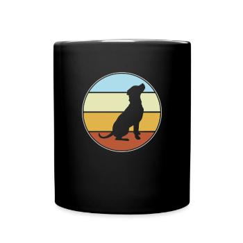 Hund Retro - Tasse einfarbig - Schwarz - Vorne