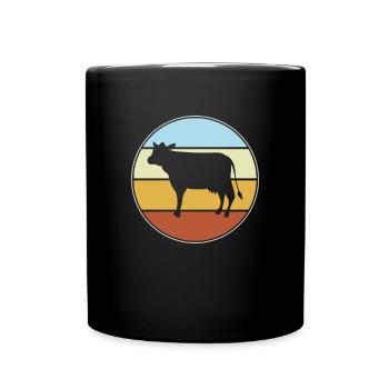 Kuh Retro - Tasse einfarbig - Schwarz - Vorne