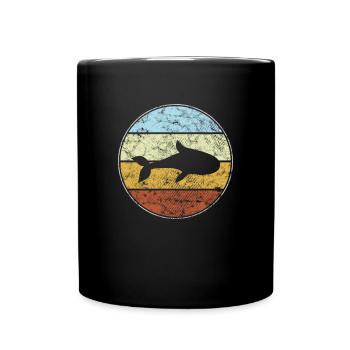 Fisch Retro - Tasse einfarbig - Schwarz - Vorne