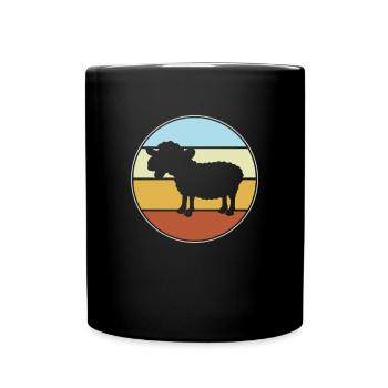 Schaf Retro - Tasse einfarbig - Schwarz - Vorne