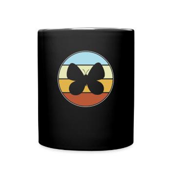 Schmetterling Retro - Tasse einfarbig - Schwarz - Vorne