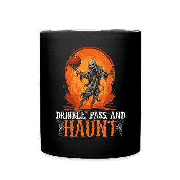 Basketball Halloween Süßes oder Saures Gruseliger Baller - Tasse einfarbig - Schwarz - Vorne