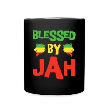 Rasta Reggae Lion Dreadlocks für Herren - Tasse einfarbig - Schwarz - Vorne