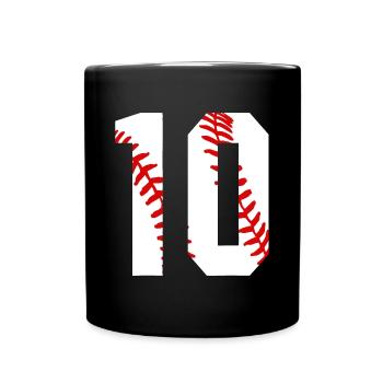 10. Geburtstag Baseball Big Number Ten 10 Jahre alt - Tasse einfarbig - Schwarz - Vorne