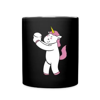 Smore Unicorn Kids Marshmallow Camping Camper - Full Colour Mug - black - Front