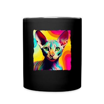 Coole Nacktkatze Pop Art - Tasse einfarbig - Schwarz - Vorne