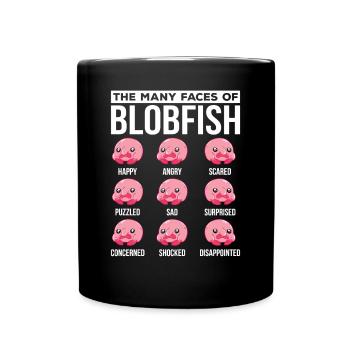 Viele Gesichter Des Blobfish-besitzers Blobfishes - Tasse einfarbig - Schwarz - Vorne