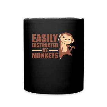 Facilement distrait par les singes - singe mignon - Mug uni - noir - Devant