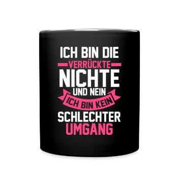 Nichte - Tasse einfarbig - Schwarz - Vorne
