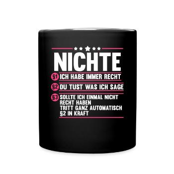 Nichte - Tasse einfarbig - Schwarz - Vorne